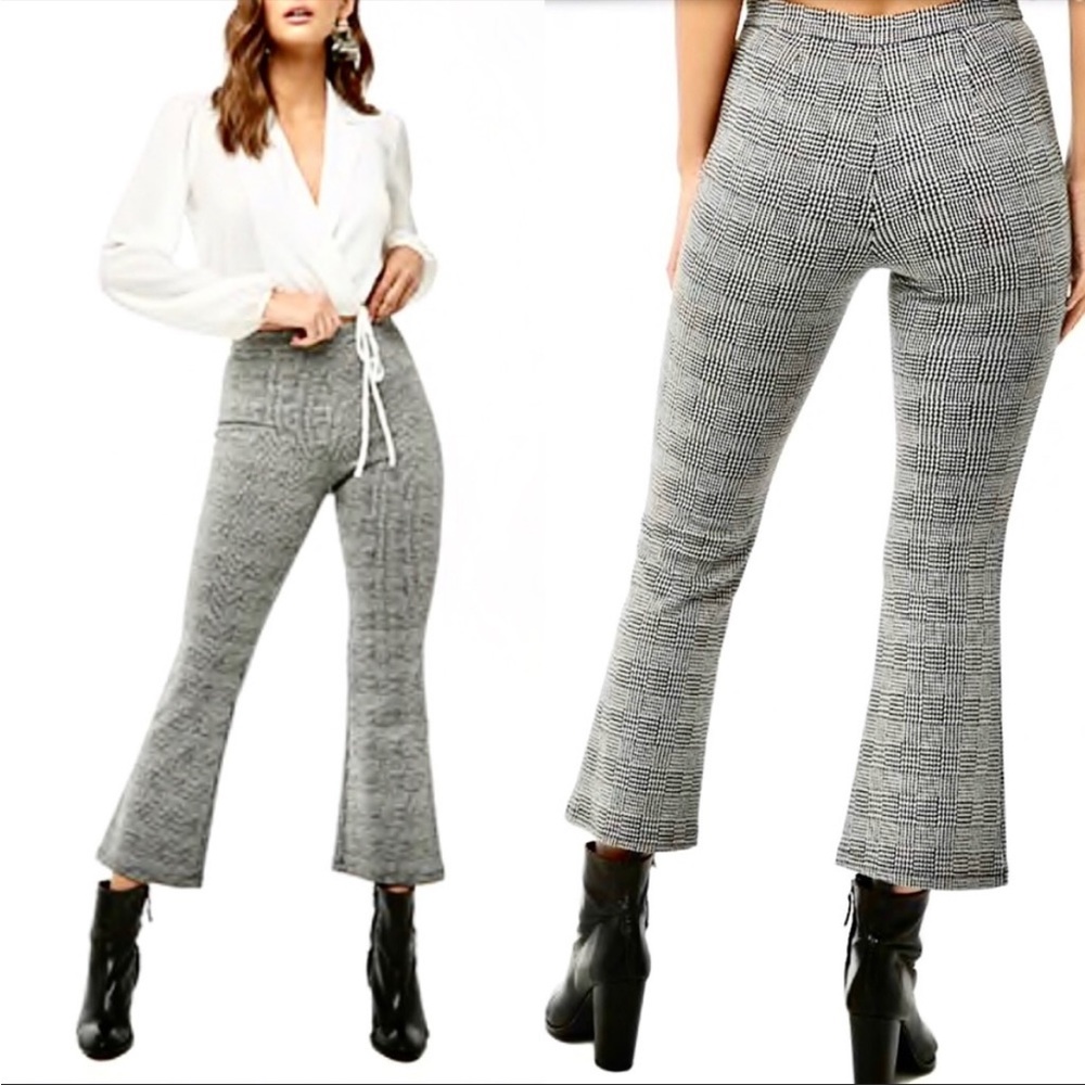 Black/White Houndstooth Flare Pants